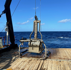 Seabed sampling deployment on deck