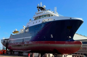 Survey vessel in dry dock